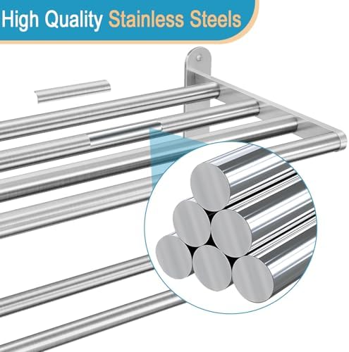 VOTZAAQ 24in Wall-Mounted Stainless Steel Towel Rack with Double Towel Bar