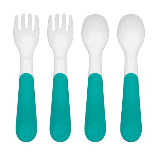 OXO Tot Plastic Fork Spoon Multipack - Teal 4 Piece Set