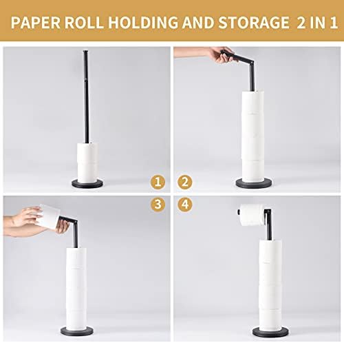 LAYUKI Toilet Paper Holder Stand - Matte Black Anti-Slip Heavy Base Stainless Steel