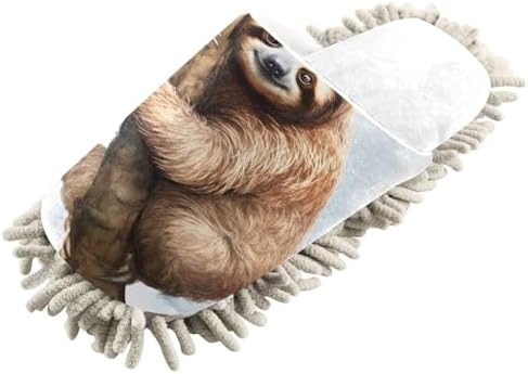 Running Bear White Sloth Mop Slippers
