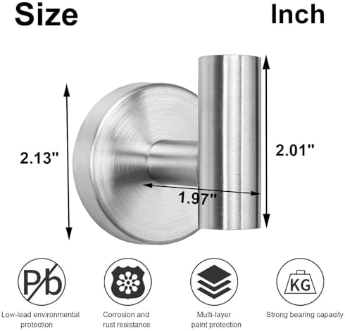 TocTen 3-Pack Stainless Steel Towel Hook Set