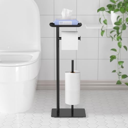 Niffgaff Toilet Paper Holder with Top Shelf Storage
