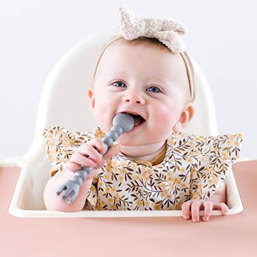 Ryan Rose Cutie Tensils Baby Spoon and Fork Charcoal