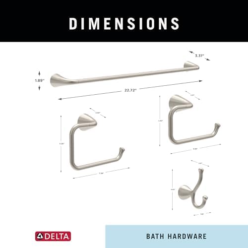 Delta ARV64-DN Arvo 4-Piece Bath Hardware Set Brushed Nickel
