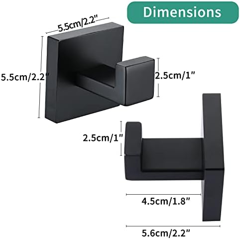 Taucent Bath Towel Hook 2 Pack Matte Black