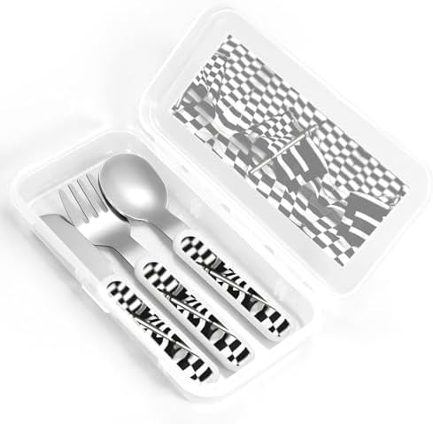 Checkered Flags Race Flags Print Flatware Set with Travel Case