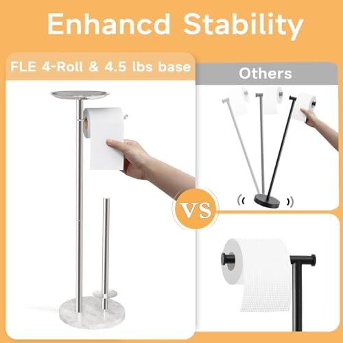 FEILERN Rust-Proof Toiletry Holder with Phone Shelf 4 Rolls Storage