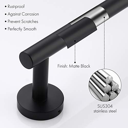 Bathroom Towel Bar Rustproof Stainless Steel 236 Long Matte Black Finish