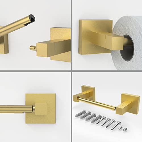 Premium Gold Toilet Paper Holder Double Post Pivoting System