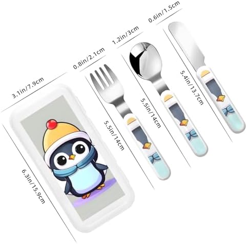 Cute Penguin Print Flatware Set with Travel Case