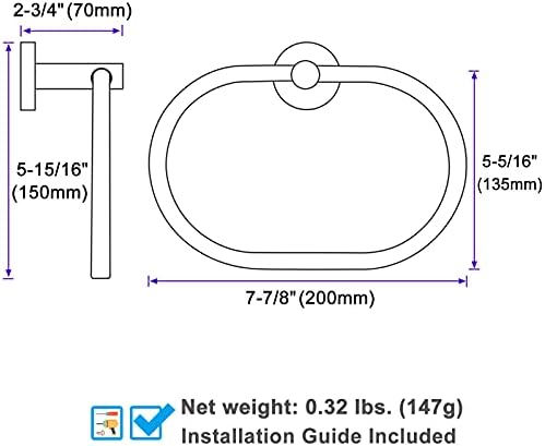 Angle Simple Towel Ring Stainless Steel Swivel Towel Holder for Home Kitchen
