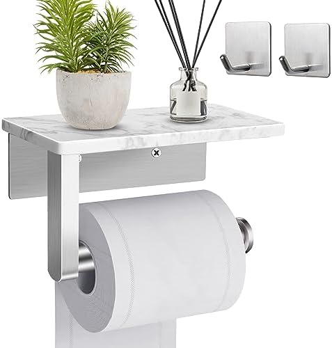 Toilet Paper Holder with Marble Shelf - Durable Stylish
