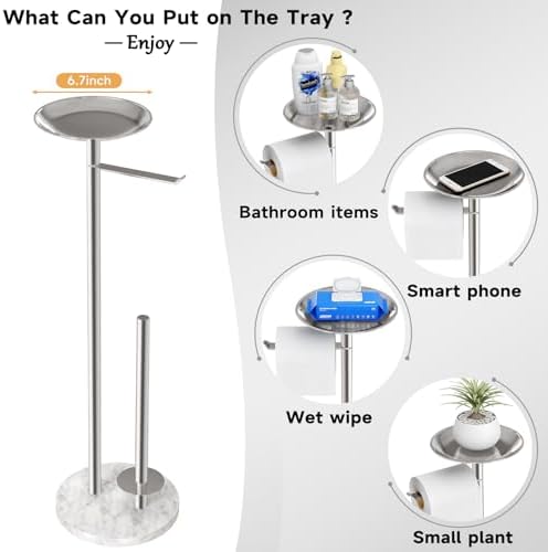 FEILERN Rust-Proof Toiletry Holder with Phone Shelf 4 Rolls Storage