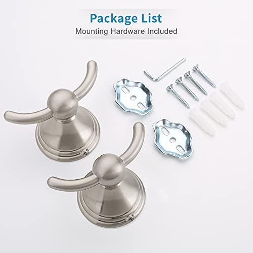 FILTA Brushed Nickel Towel Robe Hooks - Wall-Mounted