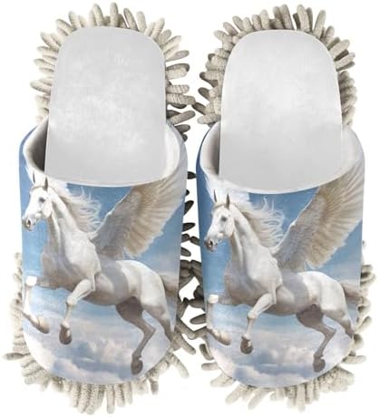 White Horse White Winds Mop Slippers Cozy for Cleaning Comfort