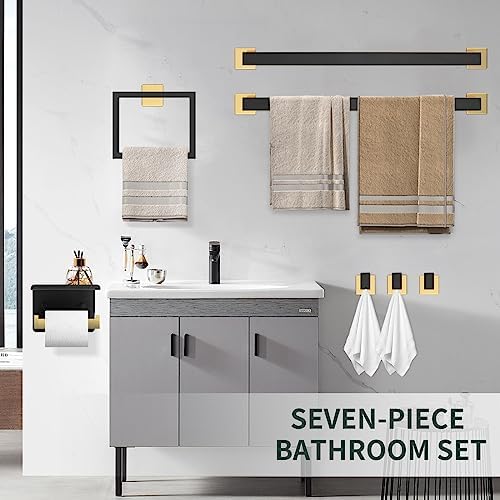 7-Piece Black Gold Bathroom Initiatives Set