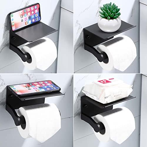 Homely Trove - SmartHome Toilet Paper Holder with Phone Shelf Durable Aluminum Roll Dispenser