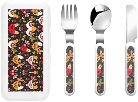 Sturdy Rooster Chickens Flatware Set