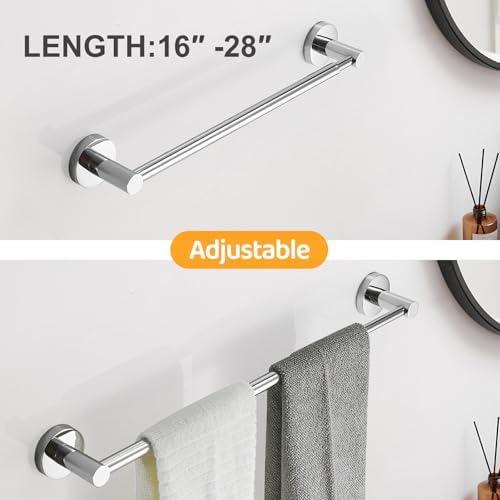 Adjustable 159 to 286 inch stainless steel towel bar