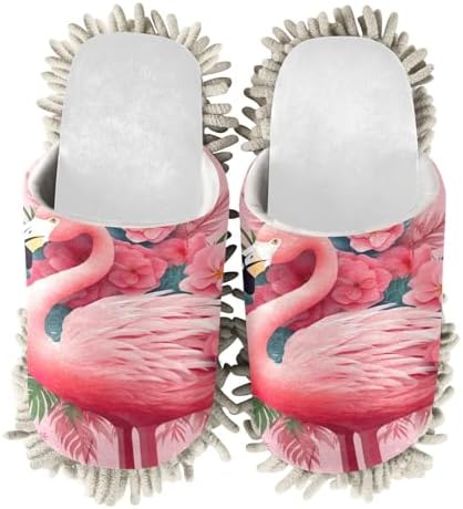 RunningBear White Flamingo Pink Mop Slippers