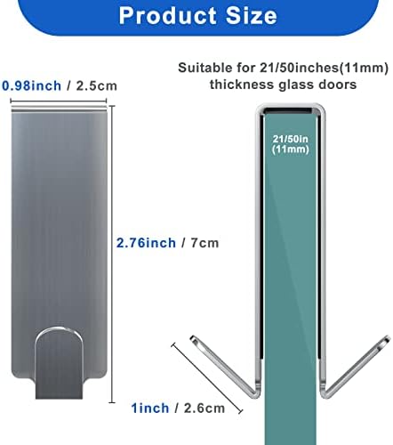 FUMAX Double-Sided Shower Door Hooks - Durable and Available in 2 Pieces
