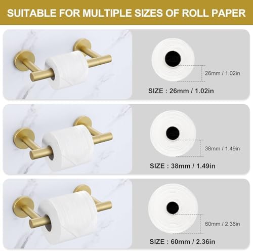 Brushed Gold Toilet Paper Holder Stainless Steel Double Base Bathroom Accessory