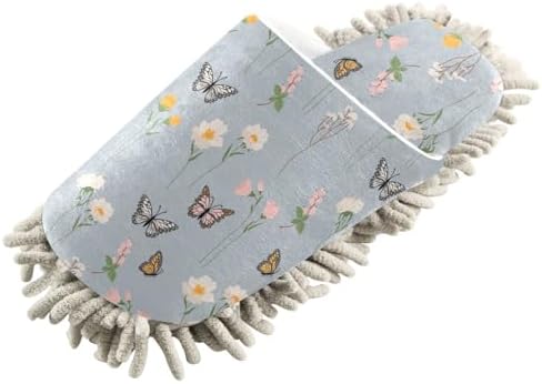 Kigai Microfiber Slippers Butterfly Wildflowers Floor Cleaner