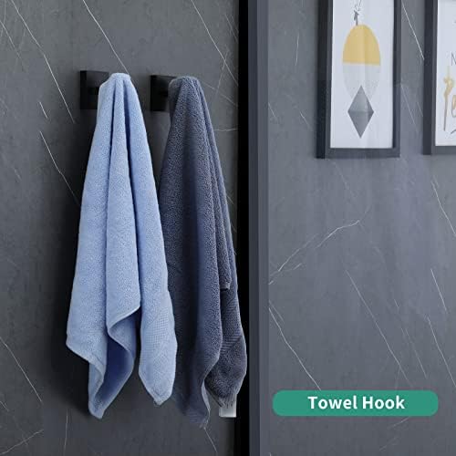 Taucent Bath Towel Hook 2 Pack Matte Black