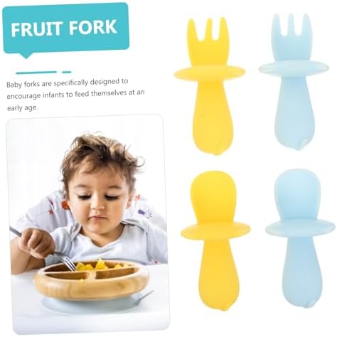 Hemoton EasiFit Chocolate Soft Forks Spoons Set for Babies