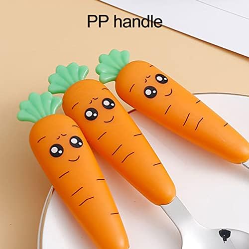JENPECH Toddler Stainless Steel Utensils Set with Cartoon Carrot Design