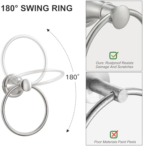BESy Brushed Nickel Bathroom Towel Holder Rust-Resistant Towel Rack