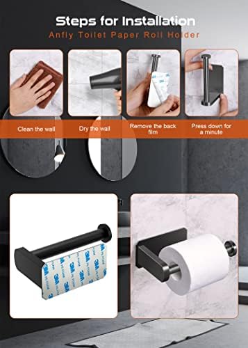 Anfly RV Camper Toilet Paper Holder with 2 Hooks for jokingblack