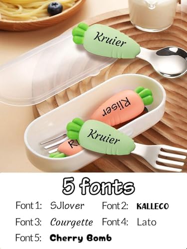 Personalized Toddler Utensils Set Stainless Steel BPA-Free Flatware for Self-Feeding