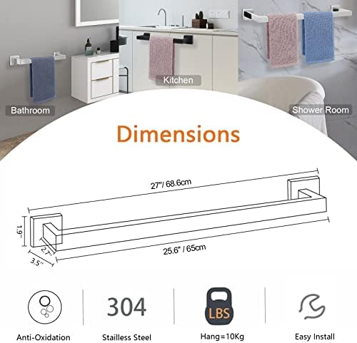 NearMoon 27-inch Stainless Steel Towel Bar Matte Black