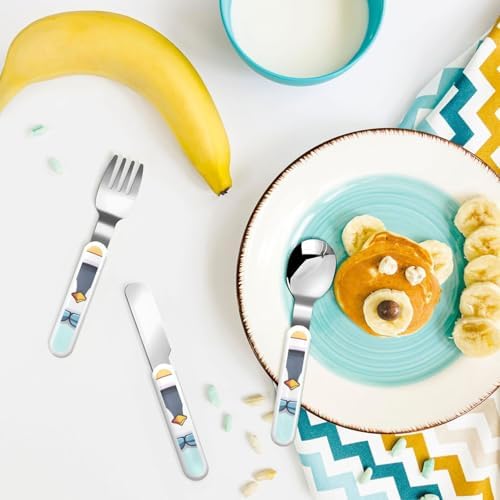 Cute Penguin Print Flatware Set with Travel Case