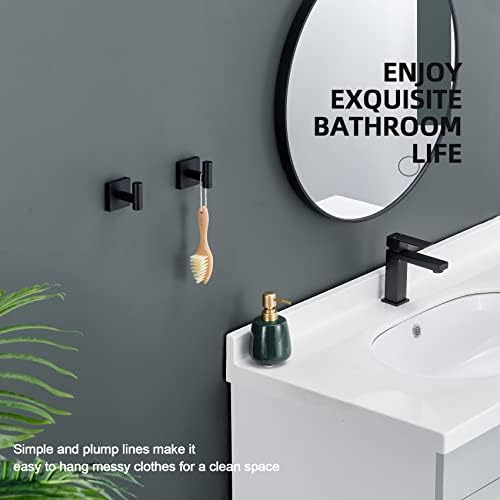 KOKOSIRI Robe Hook 2 Pack Matte Black Stainless Steel