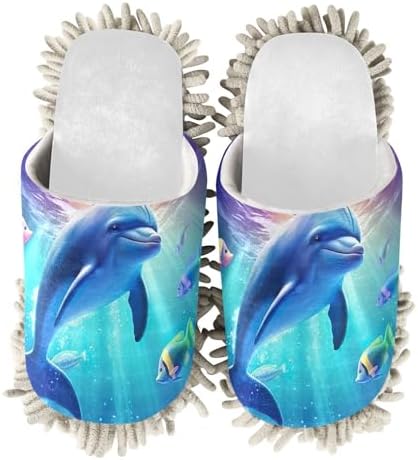 White Dolphin Fish Ocean Mop Slippers
