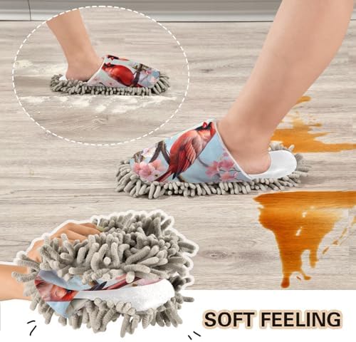 RunningBear White Two Birds Cherry Blossom Mop Slippers 1