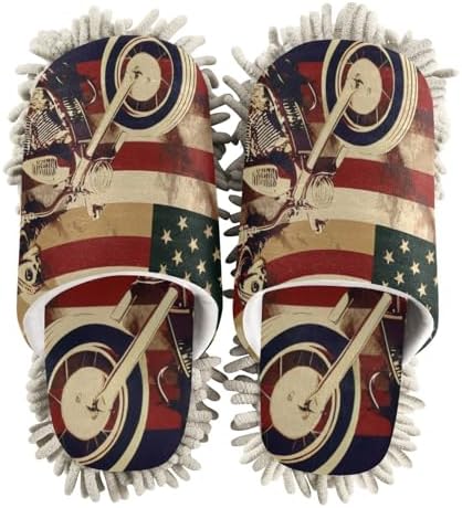 FLildon Microfiber Mop Slippers with American Flag Design