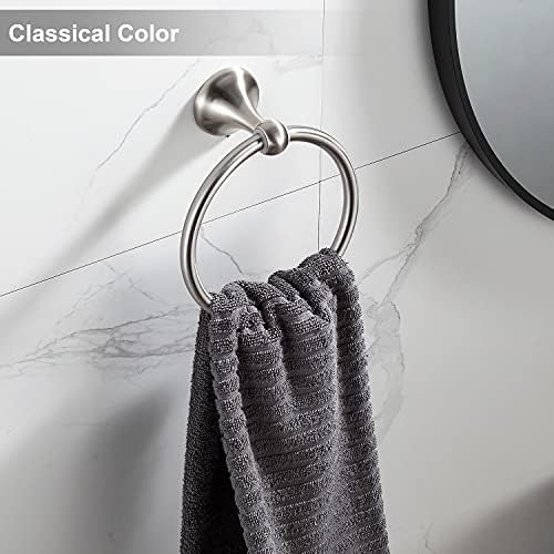 Bathroom Towel Ring Set Brushed Nickel Durable Wall Mount for 2