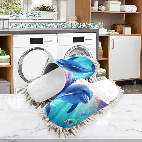 White Dolphin Fish Ocean Mop Slippers