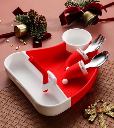 Xmas-Theme Silicone Stainless Steel Feeding Set for Babies