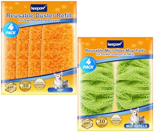 KEEPOW Reusable Microfiber Mop Pads for Swiffer Sweeper XL Duster Refills