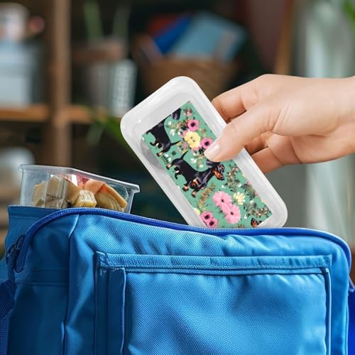 Dachshund Florals Print Stainless Steel Cutlery Set with Travel Case