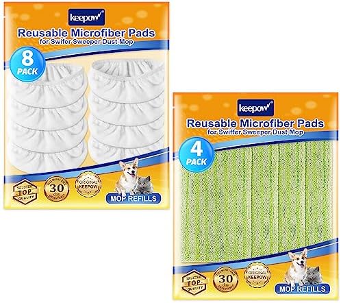 KEEPOW Reusable Dry Swiffer Pads - Washable for Floors