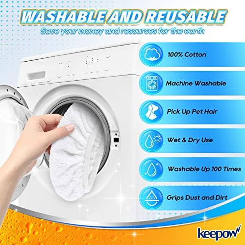 KEEPOW Reusable Mop Pads 15x8 6 Pack Washable Mop Heads with 100 Uses