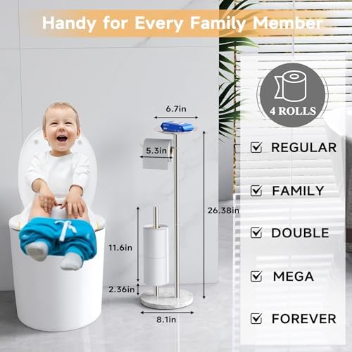 FEILERN Rust-Proof Toiletry Holder with Phone Shelf 4 Rolls Storage