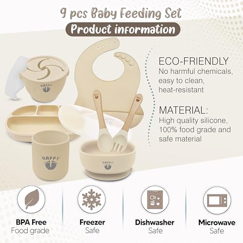 Happy Feet 9 Piece Food Grade Silicone Feeding Set