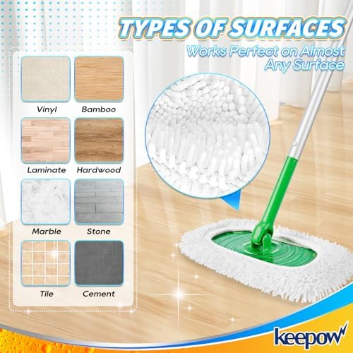KEEPOW Reusable Microfiber Mop Pads for Swiffer Sweeper Eco-Duty
