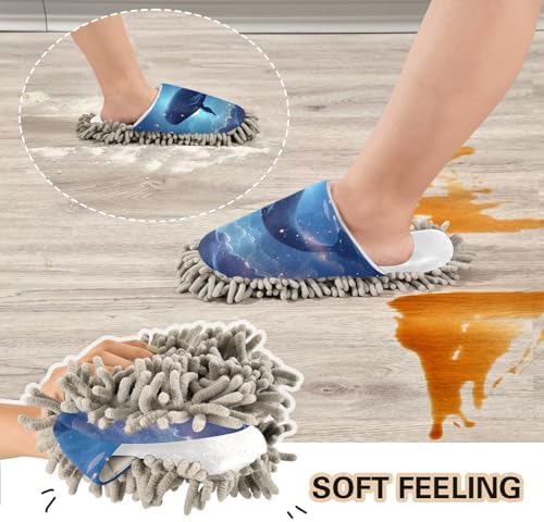 RunningBear White Whale Mop Slippers for Floor Cleaning